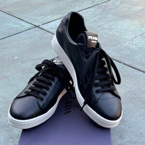 PRADA SNEAKERS MENS CALZATURE VITELLO SOFT NERO Size 10US / 43 EURO